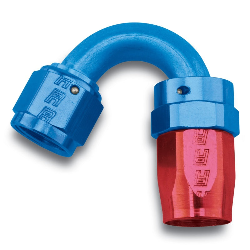 Russell #6 Full Flow Swivel 150° Tight Radius Hose Ends - Red / Blue