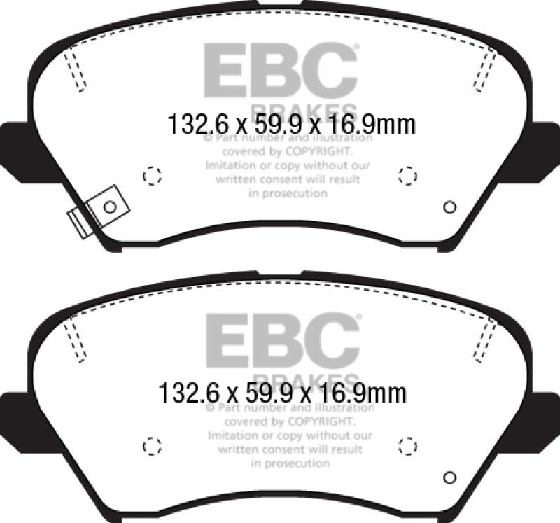 EBC 16+ Hyundai Veloster 1.6 Ultimax2 Front Brake Pads UD1828 Main Image