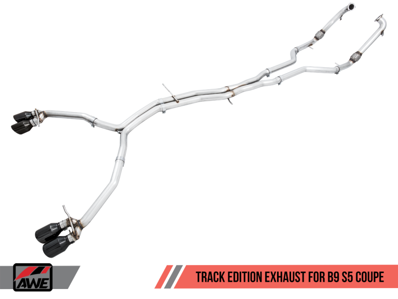 AWE Tuning Audi B9 S5 Coupe 3.0T Track Edition Exhaust - Diamond Black Tips (102mm) 3010-43058