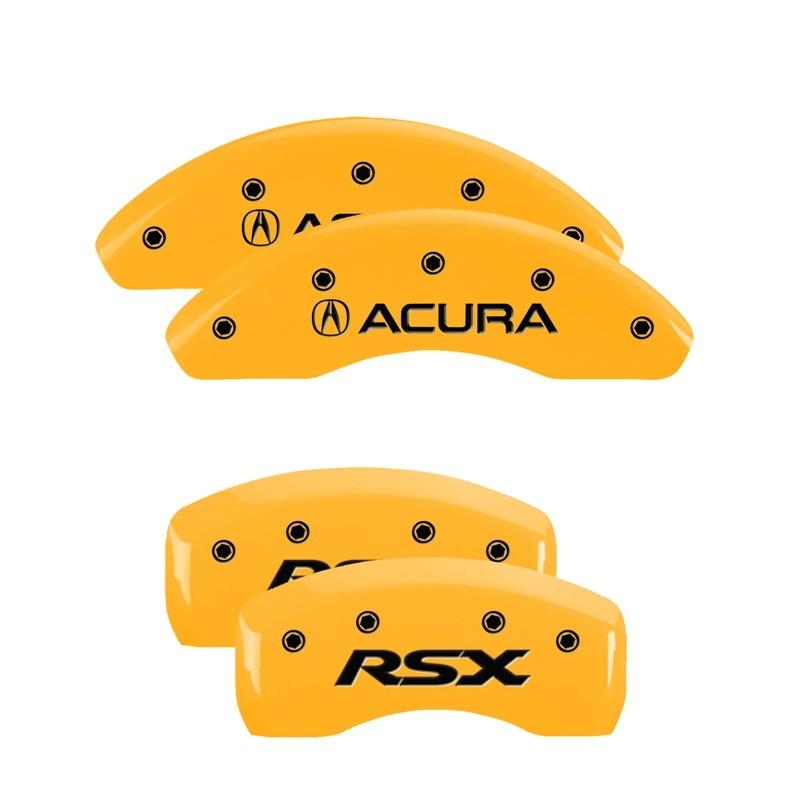 MGP 4 Caliper Covers Engraved Front Acura Rear RSX Yellow Finish Black Char 2003 Acura RSX 39003SRSXYL Main Image