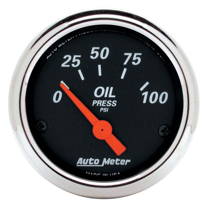 Autometer Designer Black 2 1/16in 100 PSI Electronic Oil Pressure Gauge 1426 Main Image