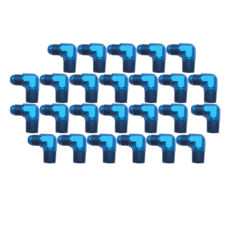 Russell Performance -6 AN to 3/8in NPT 90 Degree Flare to Pipe Adapter (Blue) (25 pcs.) 660848 Main Image