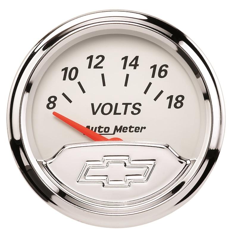 Autometer Chevy Vintage 2in 8-18 Volts Short Sweep Electronic Voltmeter Gauge 1391-00408 Main Image