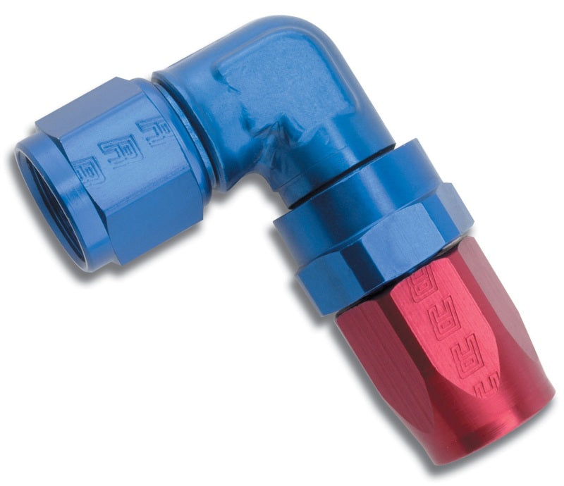 Russell 90° Forged Aluminum Swivel Hose End - Red / Blue