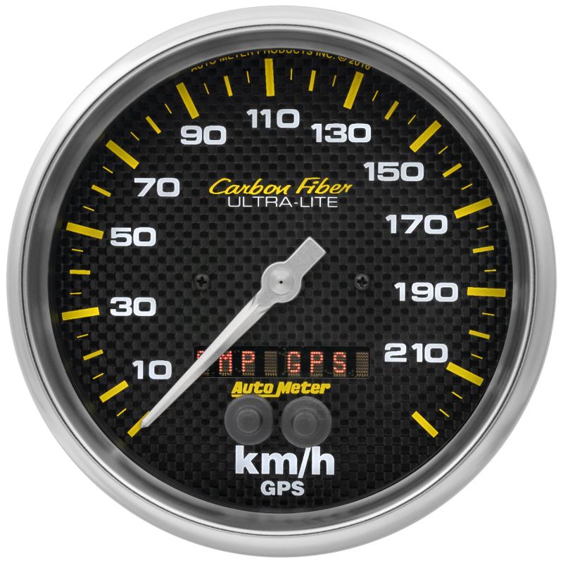 Autometer Carbon Fiber 5in. 0-225 KM/H (GPS) Speedometer Gauge 4881-M Main Image