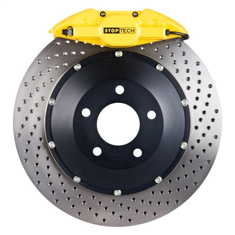 StopTech 95-02 Nissan Skyline Rear BBK w/ Yellow ST-22 Calipers Drilled 355X32mm Rotors/Pads/SS Line 83.645.0027.82 Main Image