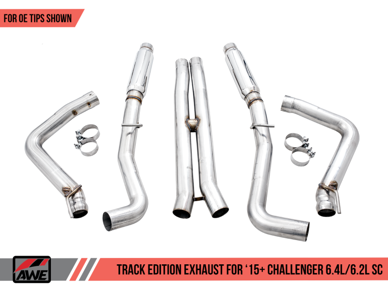 AWE Tuning 2015+ Dodge Challenger 6.4L/6.2L Supercharged Track Edition Exhaust - Use Stock Tips 3015-11050