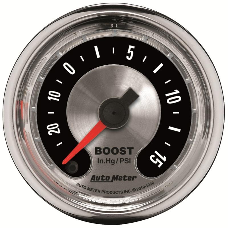 Autometer American Muscle 52mm Full Sweep Electric 30 In Hg.-Vac/15PSI Boost Vacuum Gauge 1258 Main Image