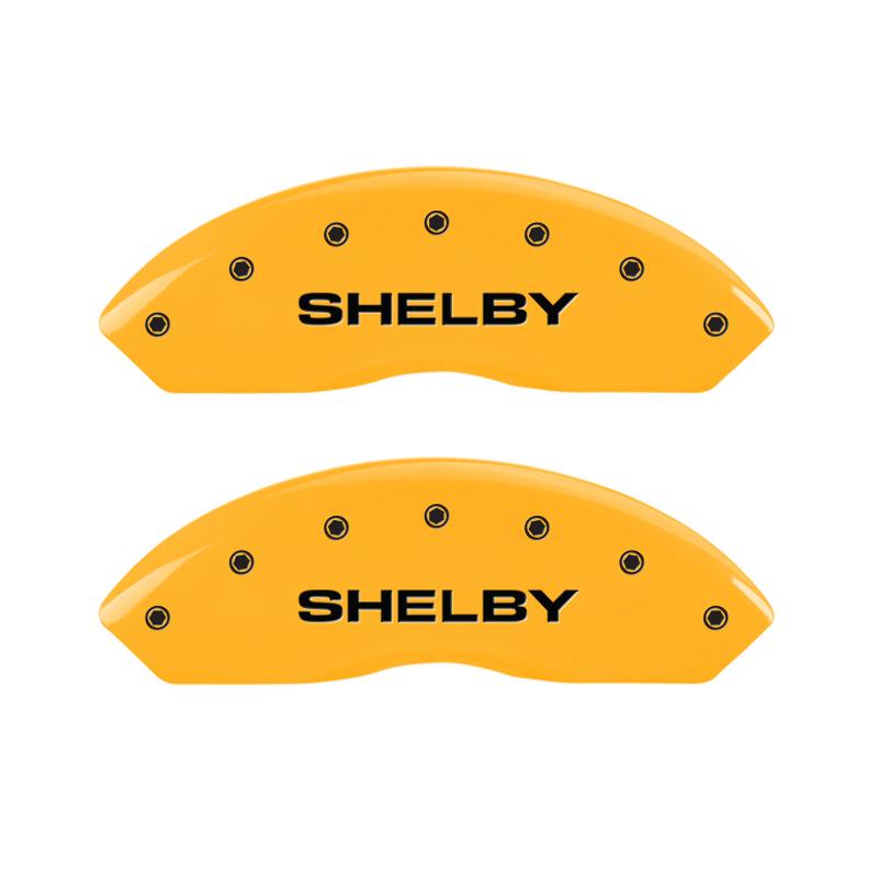 MGP 4 Caliper Covers Engraved Front Shelby Engraved Rear Tiffany Snake Yellow finish black ch 10198SSBYYL Main Image