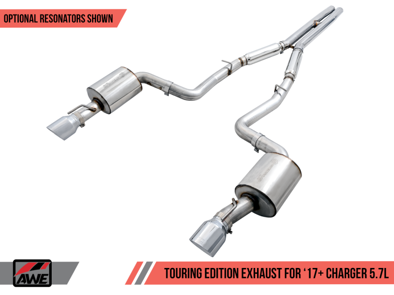 AWE Tuning 2017+ Dodge Charger 5.7L Touring Edition Exhaust - Non-Resonated - Chrome Silver Tips 3020-32060