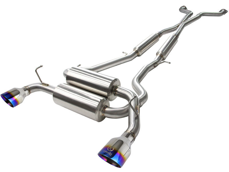 aFe Takeda 2-1/2in 304SS Cat-Back Exhaust Infiniti G37 08-13/Q60 14-15 V6-3.7 w/ Blue Flame Tips 49-36103-L