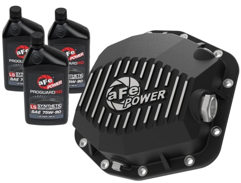 aFe POWER 2021 Ford Bronco w/ Dana M220 Diff Cover w/ Gear Oil Black Street Series w/ Machined Fins 46-71291B