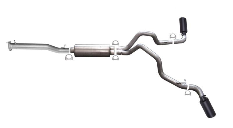 Gibson 11-19 GMC Sierra 2500 HD Denali 6.0L 3.5in/3in Cat-Back Dual Extreme Exhaust - Black Elite 65652B Main Image