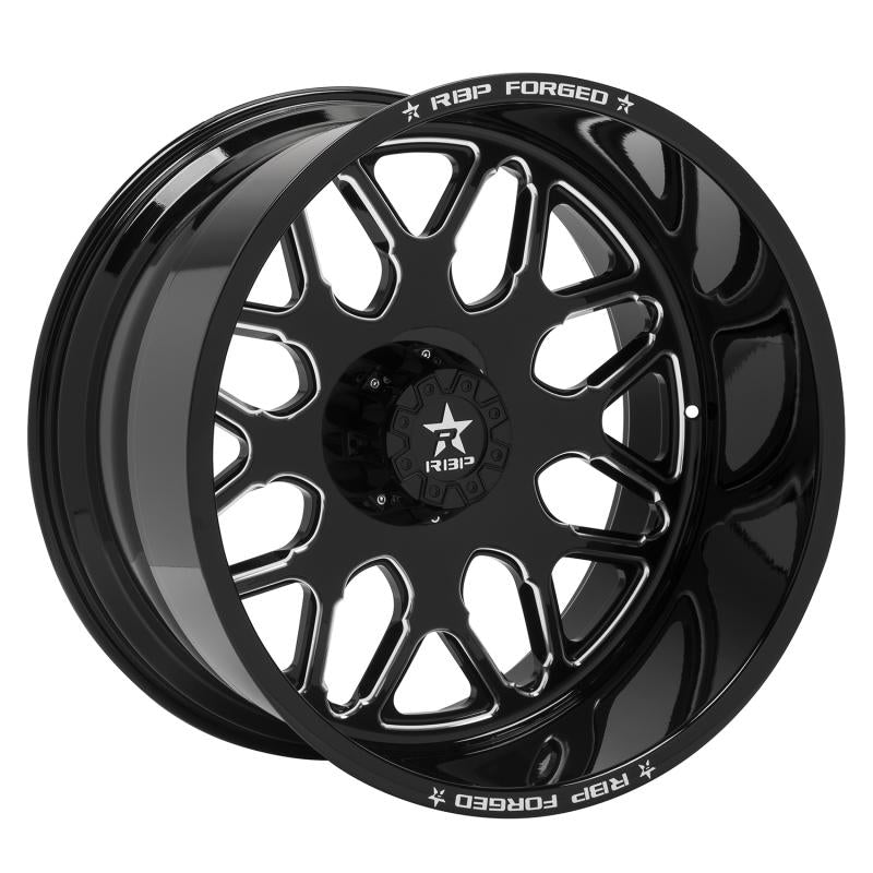 RBP 73RF Atomic 20x10 8x165.1 BP / 5.00 BS / -12mm Offset 121.3 CB Gloss Black w/ Machined Grooves 73RF-2010-86-12BG-D Main Image