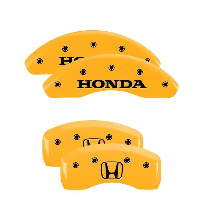 MGP 4 Caliper Covers Engraved Front Honda Rear H Logo Yellow Finish Black Char 1998 Honda Prelude 20103SHOHYL Main Image