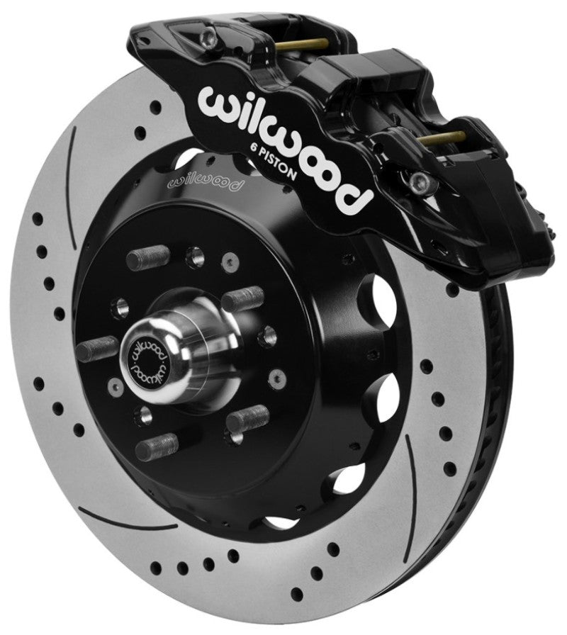 Wilwood 70-81 FBody/75-79 A&XBody AERO6 Frt BBK 14in D/S Rtr Blk Calipers Use w/ Pro Drop Spindle 140-16197-D