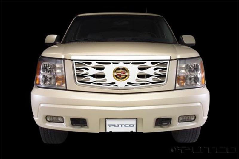 Putco 02-06 Cadillac Escalade / Escalade EXT w/ Logo CutOut Flaming Inferno Stainless Steel Grille 89115 Main Image