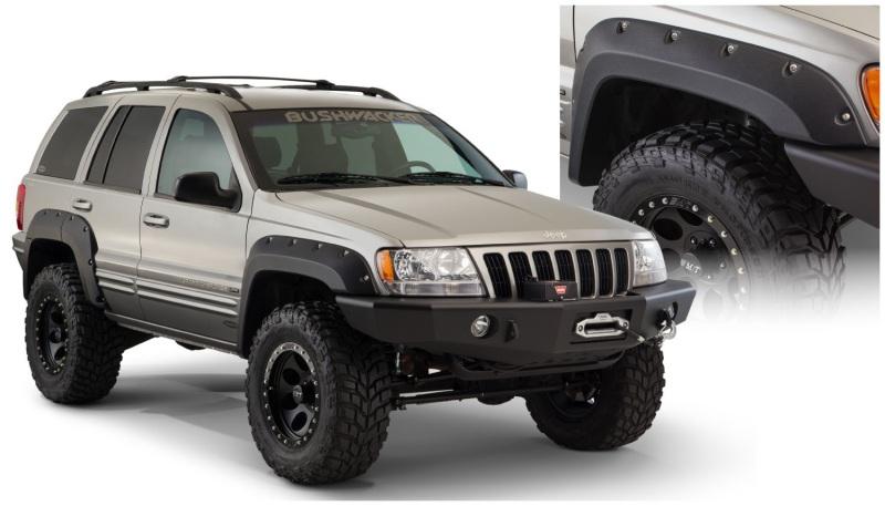 Bushwacker 99-04 Jeep Grand Cherokee Cutout Style Flares 2pc - Black 10071-07 Main Image