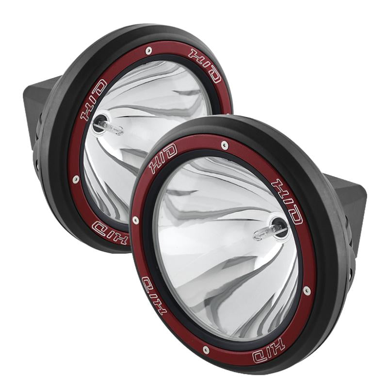 Spyder 7 Inch HID 4x4 fog lights Black/Red Housing w/wiring W/Switch- Chrome FL-CH-JK7004BR-C 5037626 Main Image