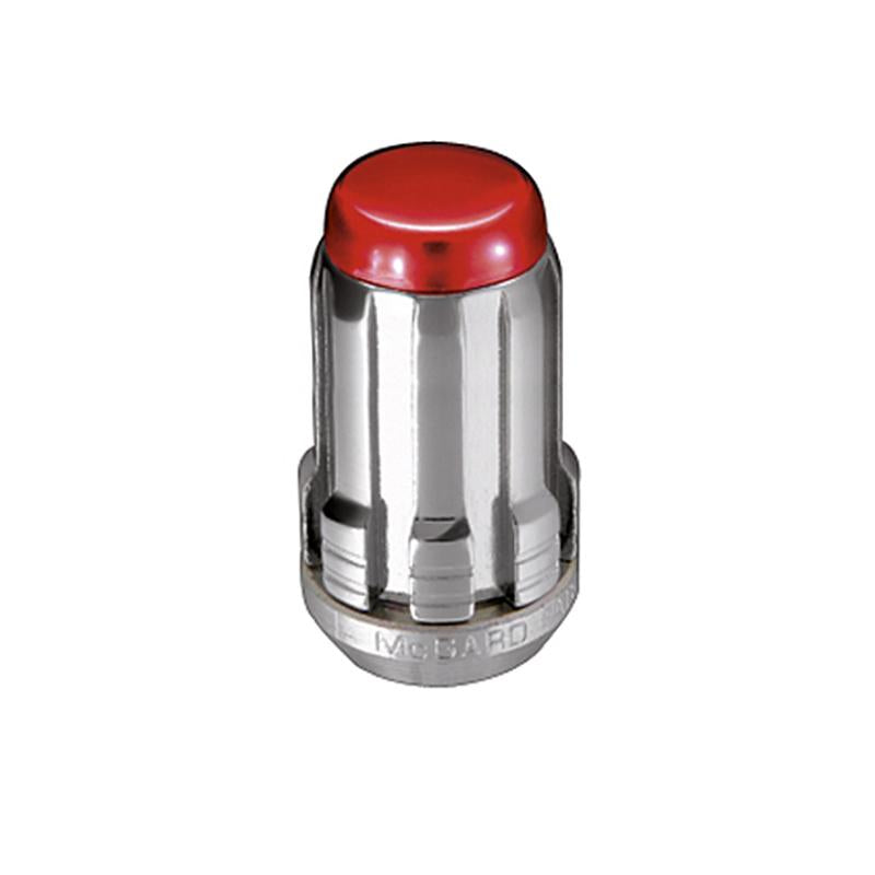 McGard SplineDrive Lug Nut (Cone Seat) 1/2-20 / 1.60in. Length (Box of 50) - Red Cap (Req. Tool) 65001RC Main Image