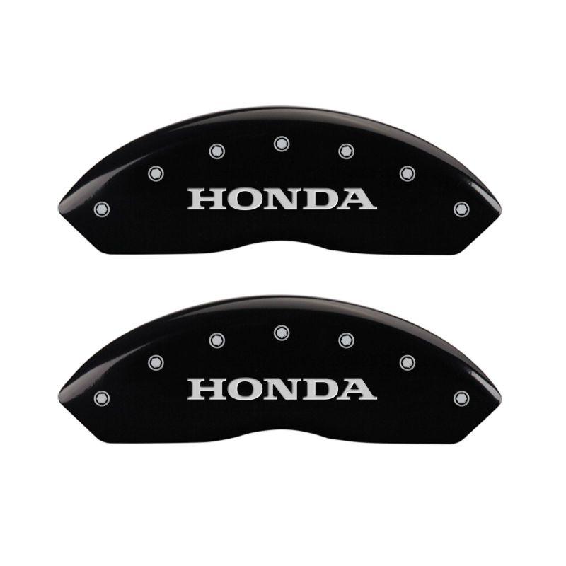 MGP 4 Caliper Covers Engraved Front & Rear Honda Black finish silver ch 20199SHONBK Main Image