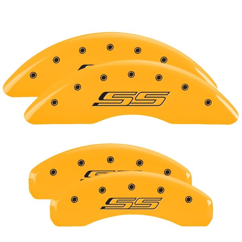 MGP 4 Caliper Covers Engraved Front & Rear MGP Yellow finish black ch 15215SMGPYL Main Image