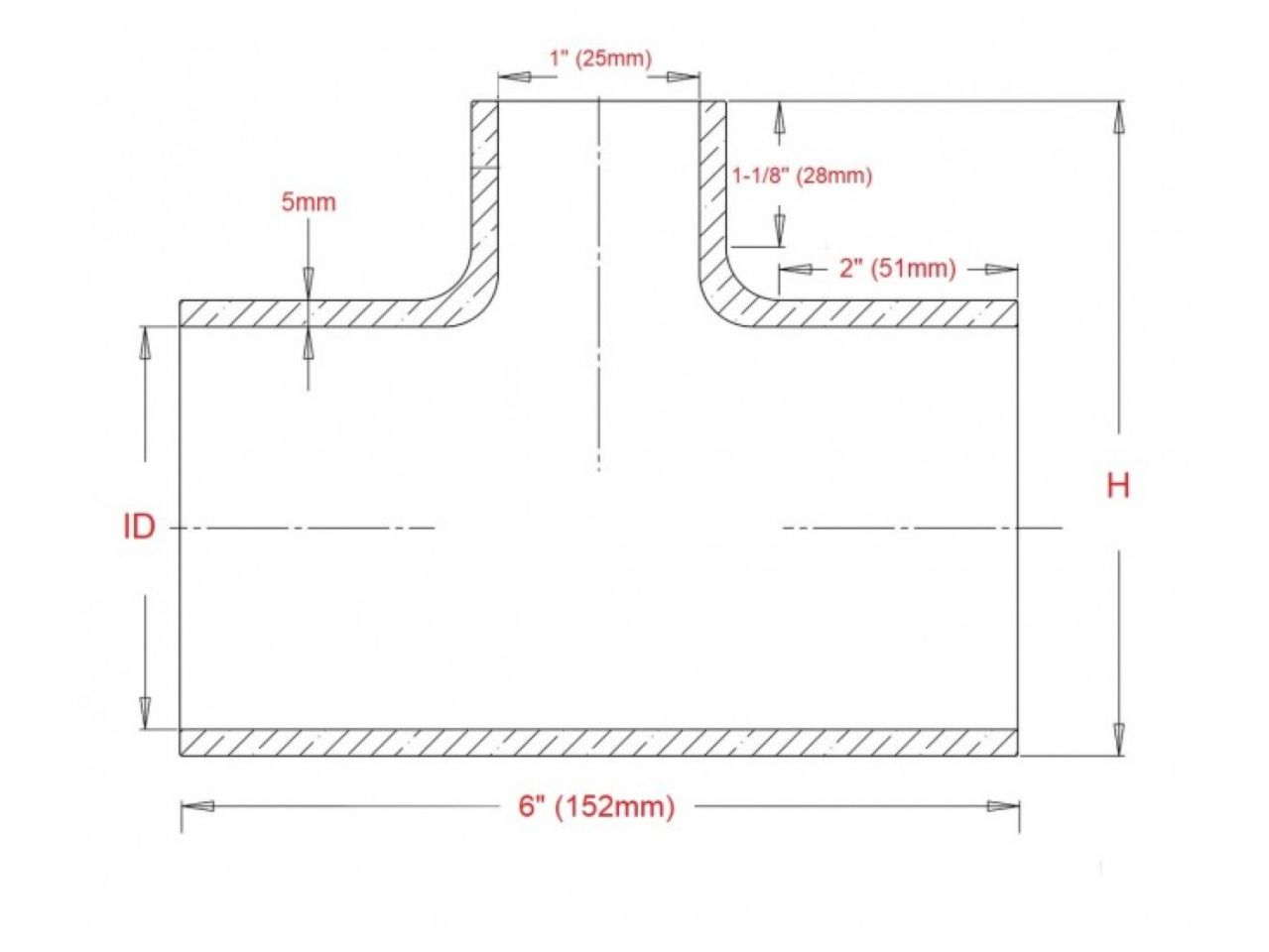 HPS 1" ID, 1" ID Branch, Silicone T Hose Coupler Hose Adapter, High Temp 4-ply Reinforced, 25mm ID, Black