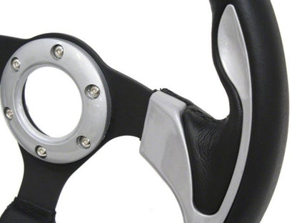 NRG Pilota Steering Wheel Black w/ Silver Trim 320mm