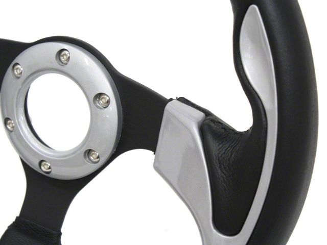 NRG Pilota Steering Wheel Black w/ Silver Trim 320mm