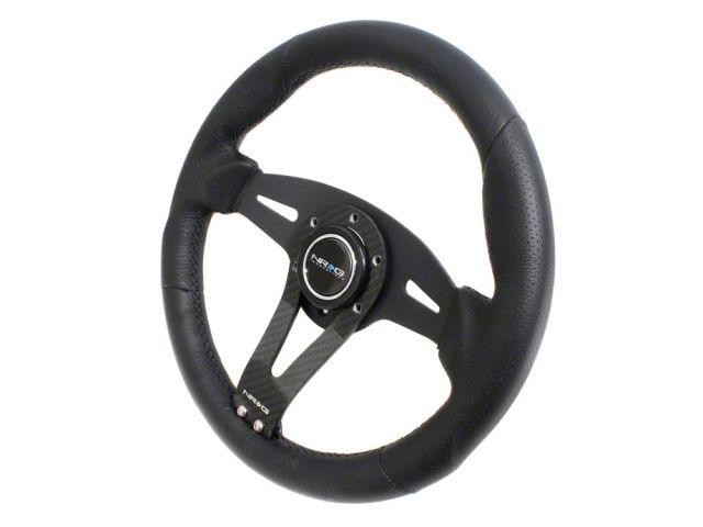 NRG Leather Steering Wheel Black w/ Carbon Center Spoke
