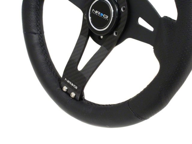 NRG Leather Steering Wheel Black w/ Carbon Center Spoke