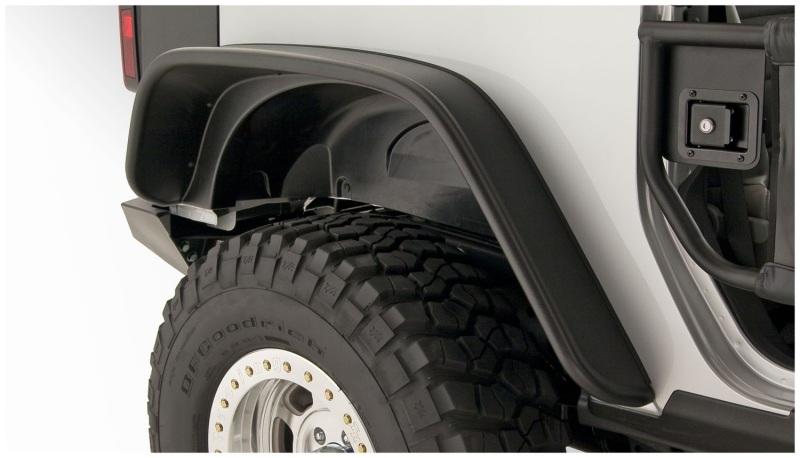 Bushwacker 07-18 Jeep Wrangler Flat Style Flares 2pc Fits 2-Door Sport Utility Only - Black 10052-07 Main Image