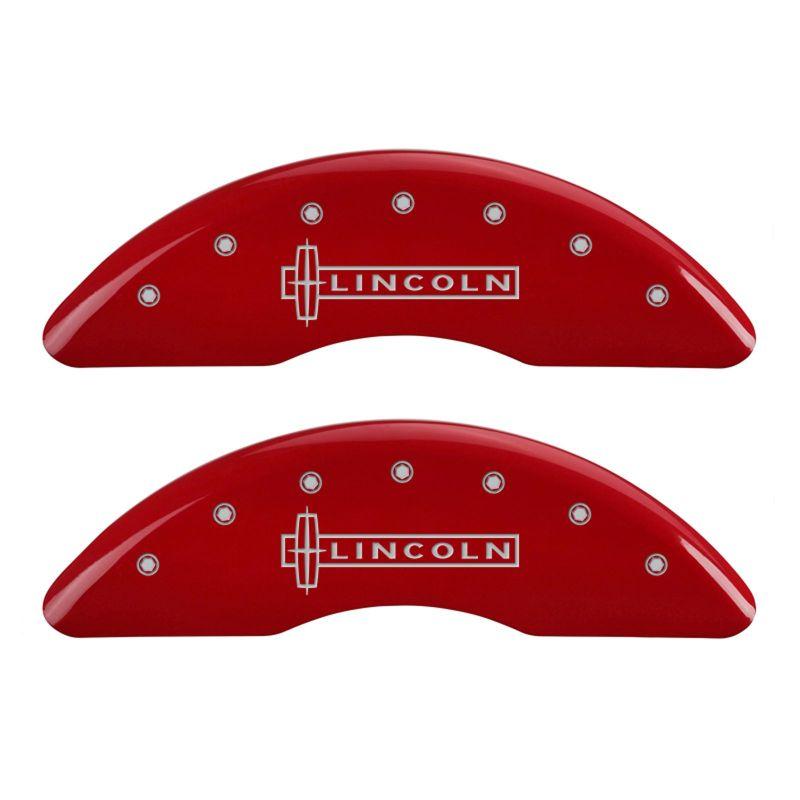 MGP 4 Caliper Covers Engraved Front Lincoln Engraved Rear Star logo Red finish silver ch 36010SLC1RD Main Image