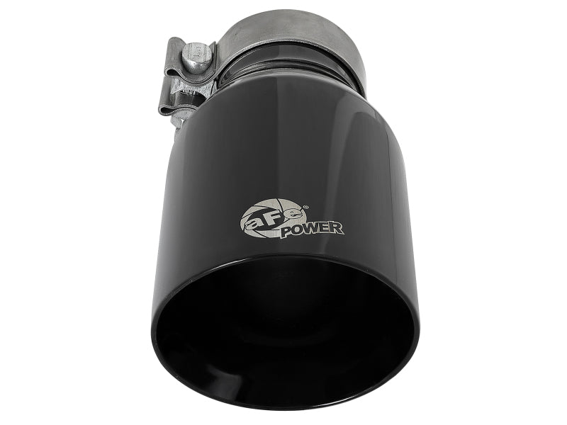 aFe MACH Force-Xp Univ 304 SS Double-Wall Clamp-On Exhaust Tip - Black - 3in Inlet - 4.5in Outlet 49T30454-B092