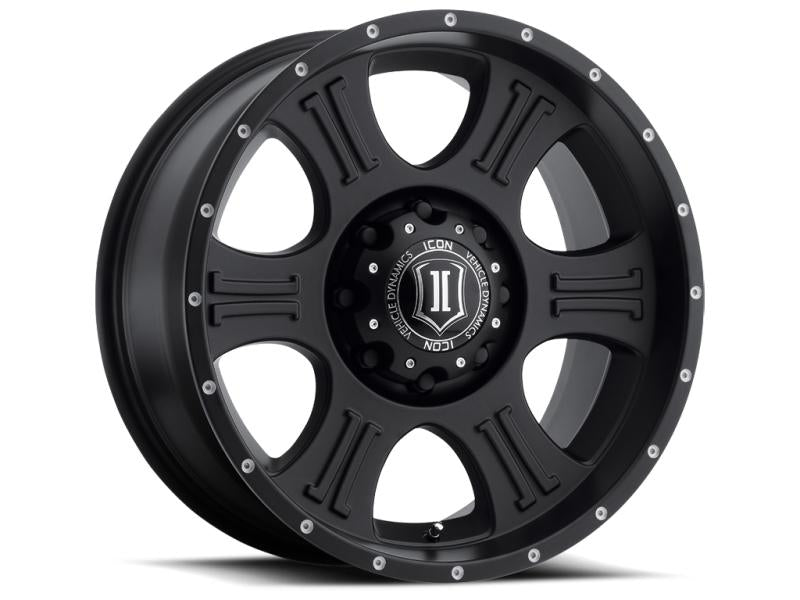 ICON Shield 20x9 8x6.5 19mm Offset 5.75in BS 125.2mm Bore Satin Black Wheel 1020908057SB Main Image