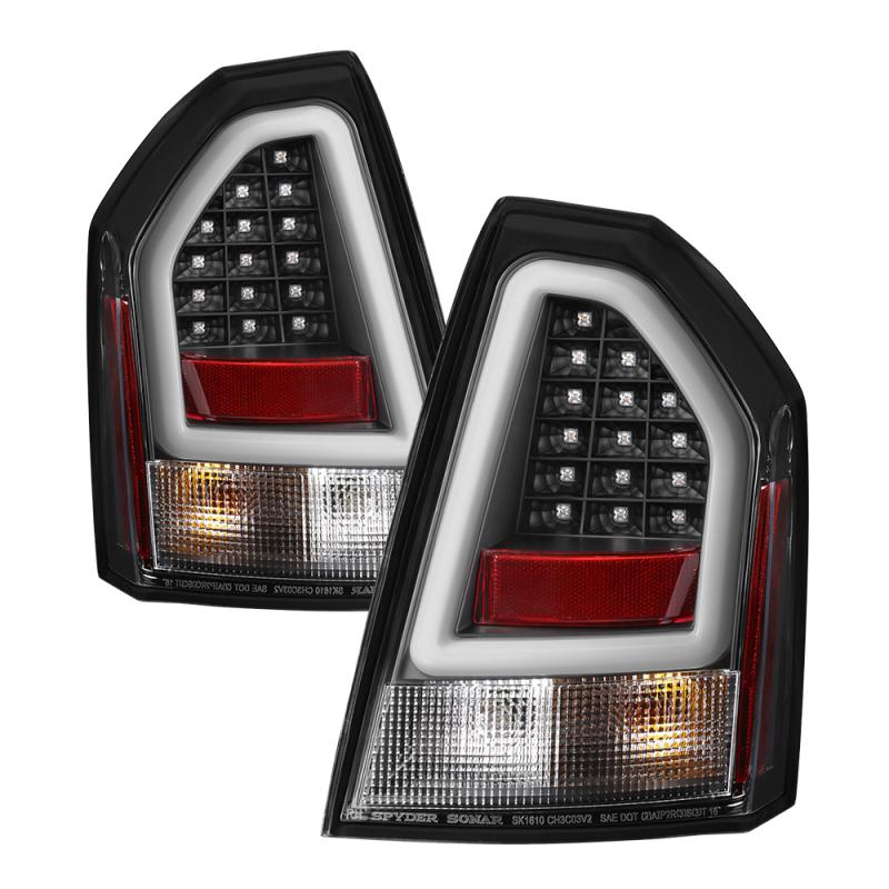 Spyder Chrysler 300C 05-07 V2 Light Bar LED Tail Lights - Black ALT-YD-C305V2-LED-BK 5083357 Main Image