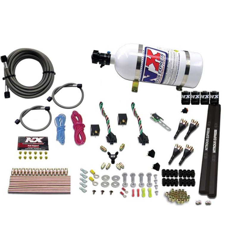 Nitrous Express 4 Cyl SX2 Nozzle Nitrous Kit (100-300HP x 2) w/10lb Bottle 90094-10 Main Image