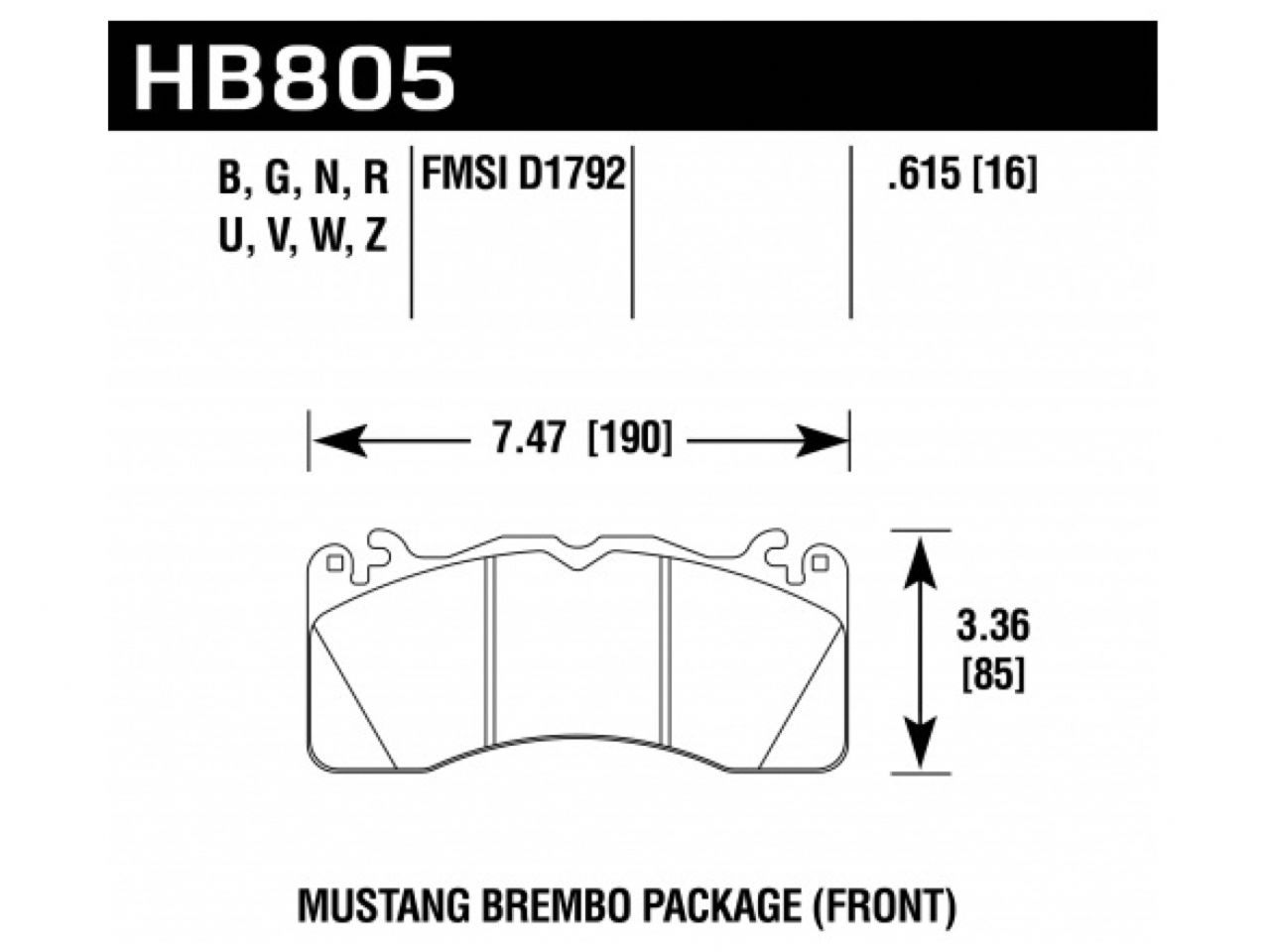 Hawk Brake Pads HB805U.615 Item Image