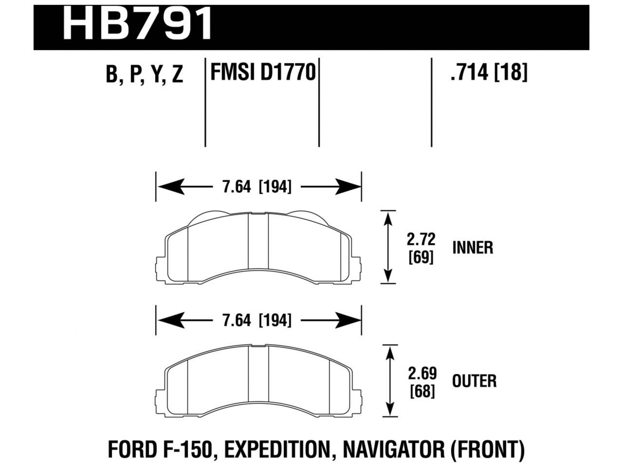 Hawk Brake Pads HB791Y.714 Item Image