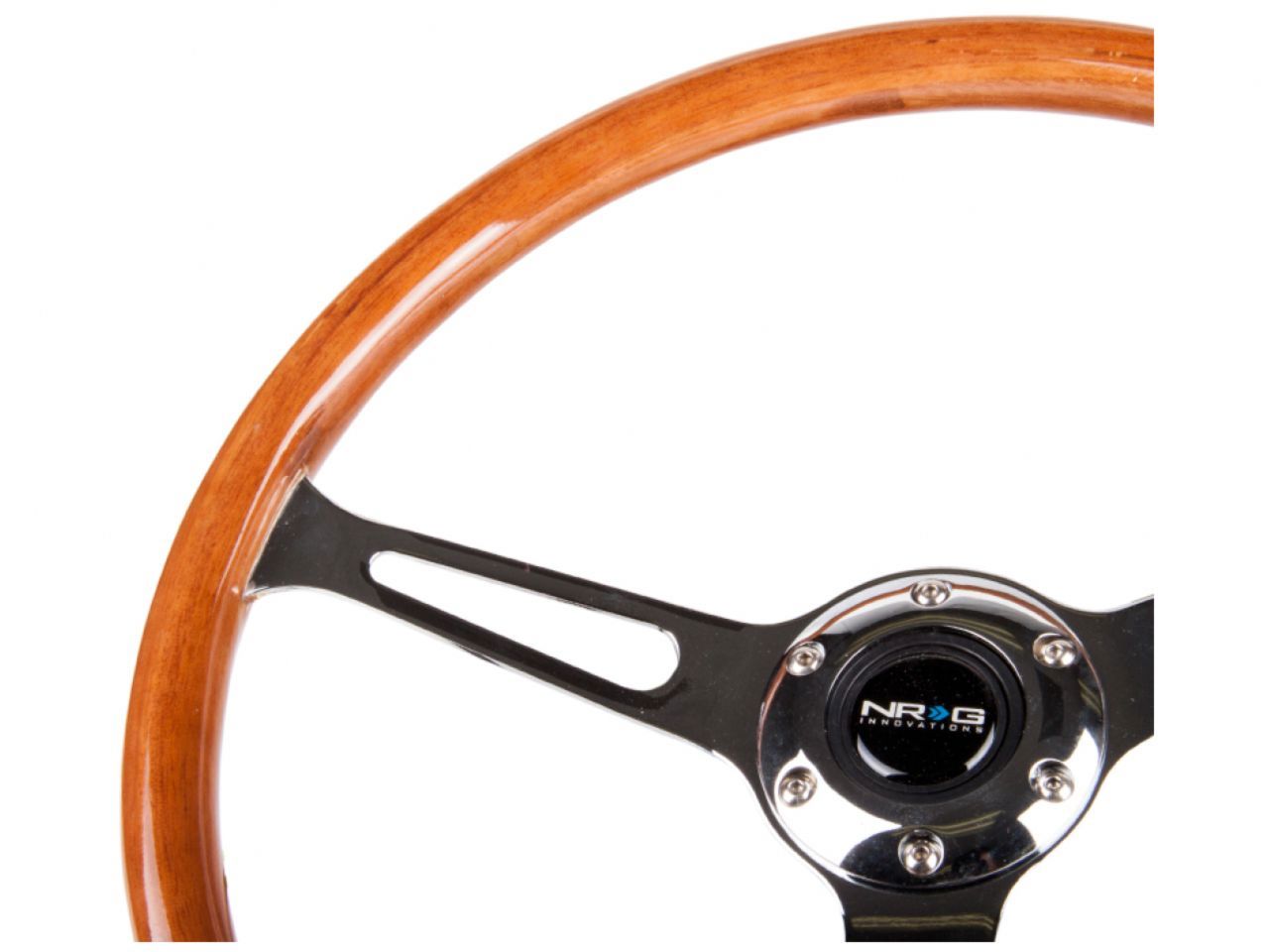 NRG Reinforced Classic Wood Grain Wheel, 360mm, 3 spoke center in chrome