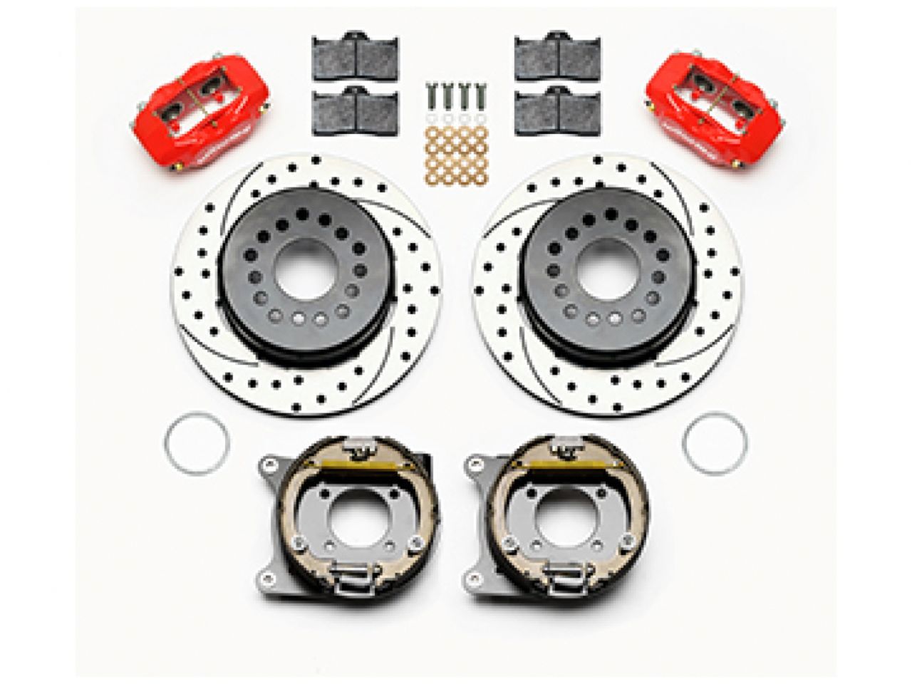 Wilwood FDL P/S Park Brake Kit, Drilled, Red, 12 Bolt, 2.75" offset, Staggered