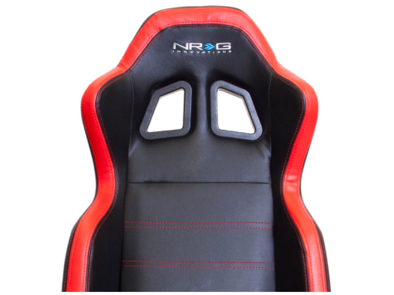 NRG  PVC Sport Seat Black w/ Red Stitch and Side Contrast w/ Logo