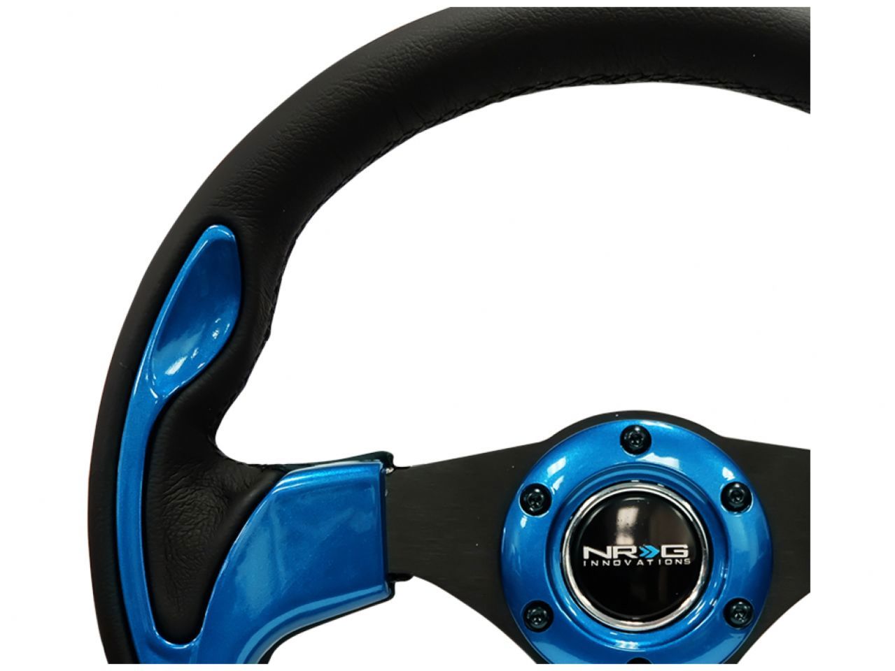 NRG Reinforced Steering Wheel- 320mm Sport Steering Wheel w/ Blue Trim