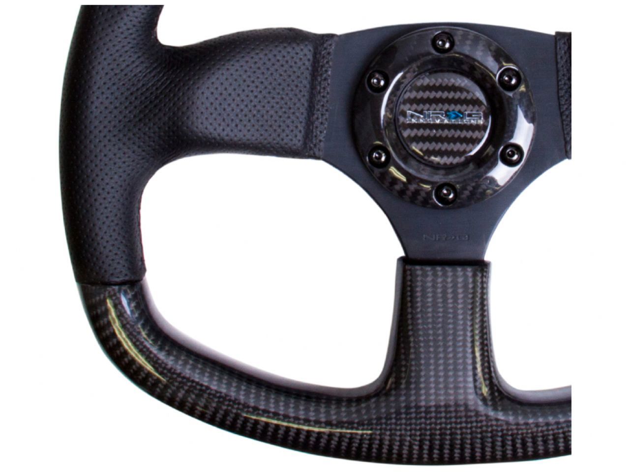 NRG Carbon Fiber Steering Wheel 320mm Flat Bottom w/ Black Stitching