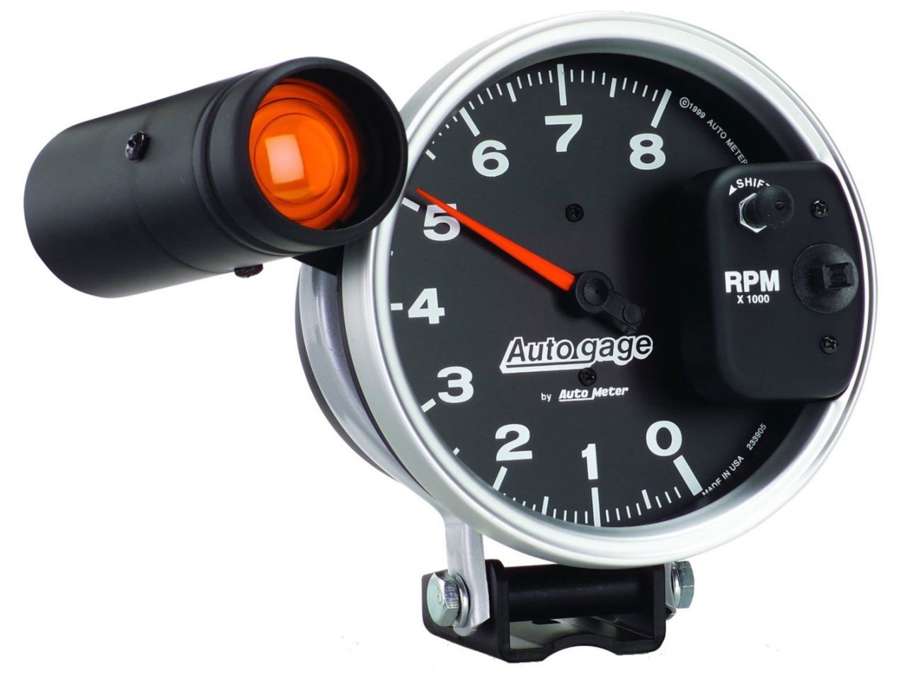 Autometer 5" Tachometer Gauge, 8K RPM, Pedestal W/ Ext. Shift-Lite, Black