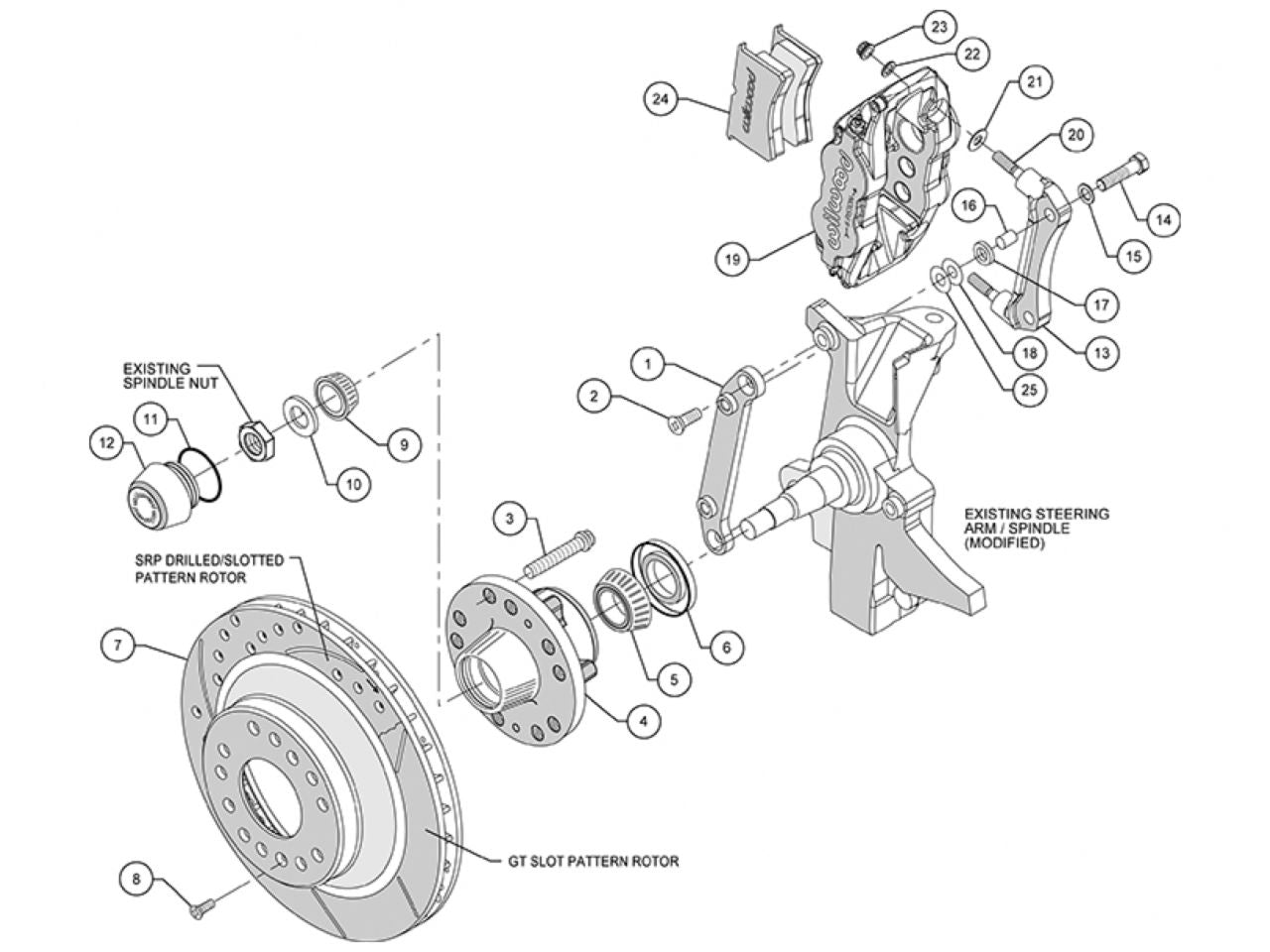 Wilwood FNSL6R Front Hub & 1PC Rtr Kit, 12.88", Dril -Red, 70-78 Camaro