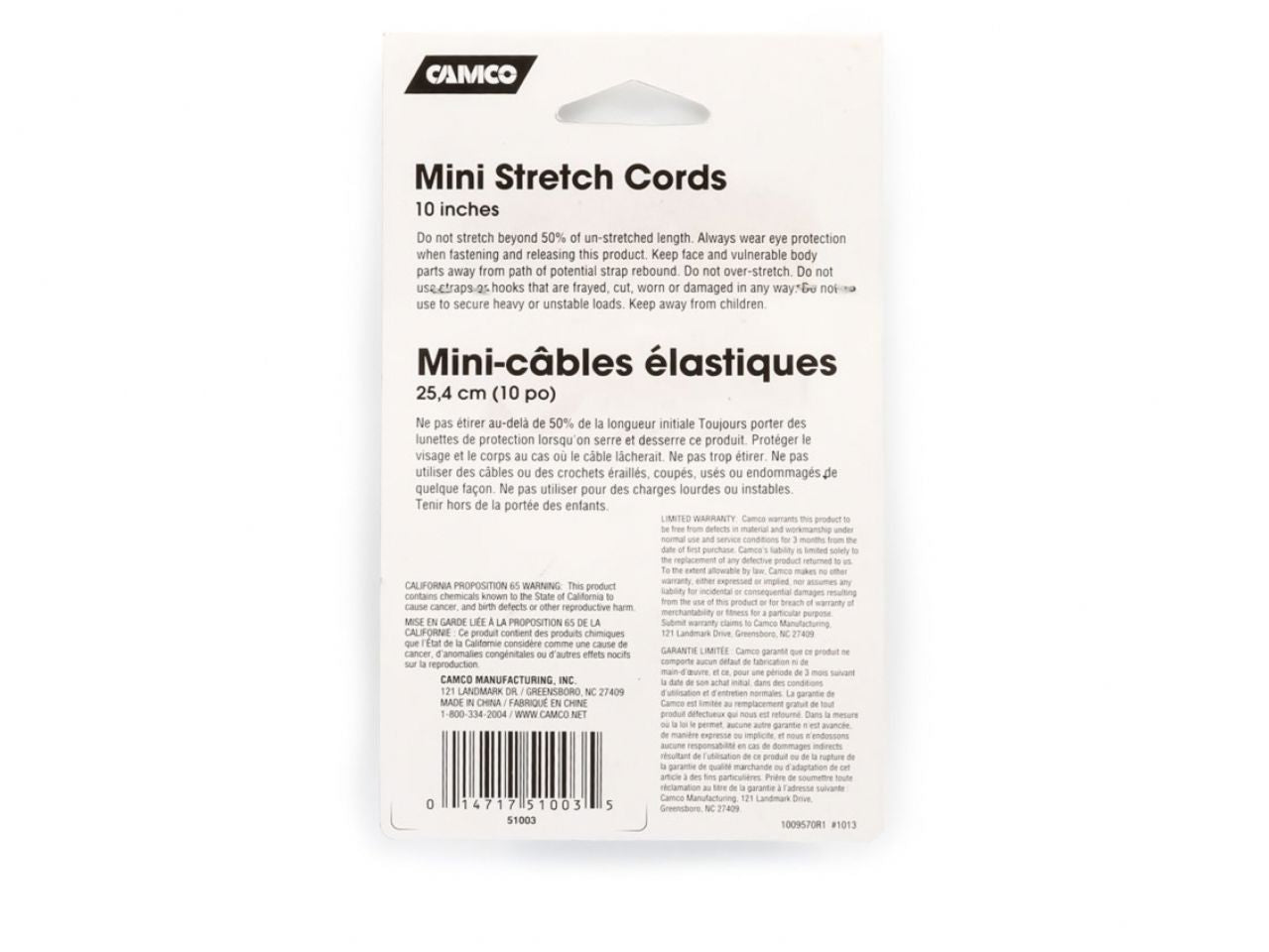 Camco Mini Stretch Cords - 10", 4 pack Bilingual