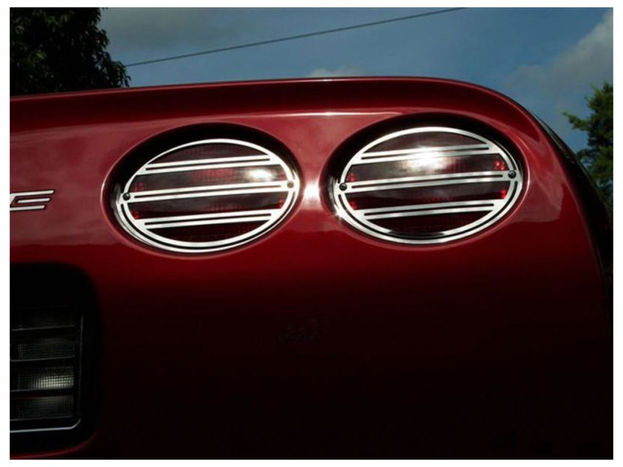 American Car Craft (ACC) Tailgate Light;Corvette Taillight Grilles 4Pc Slotted Polished 97-04