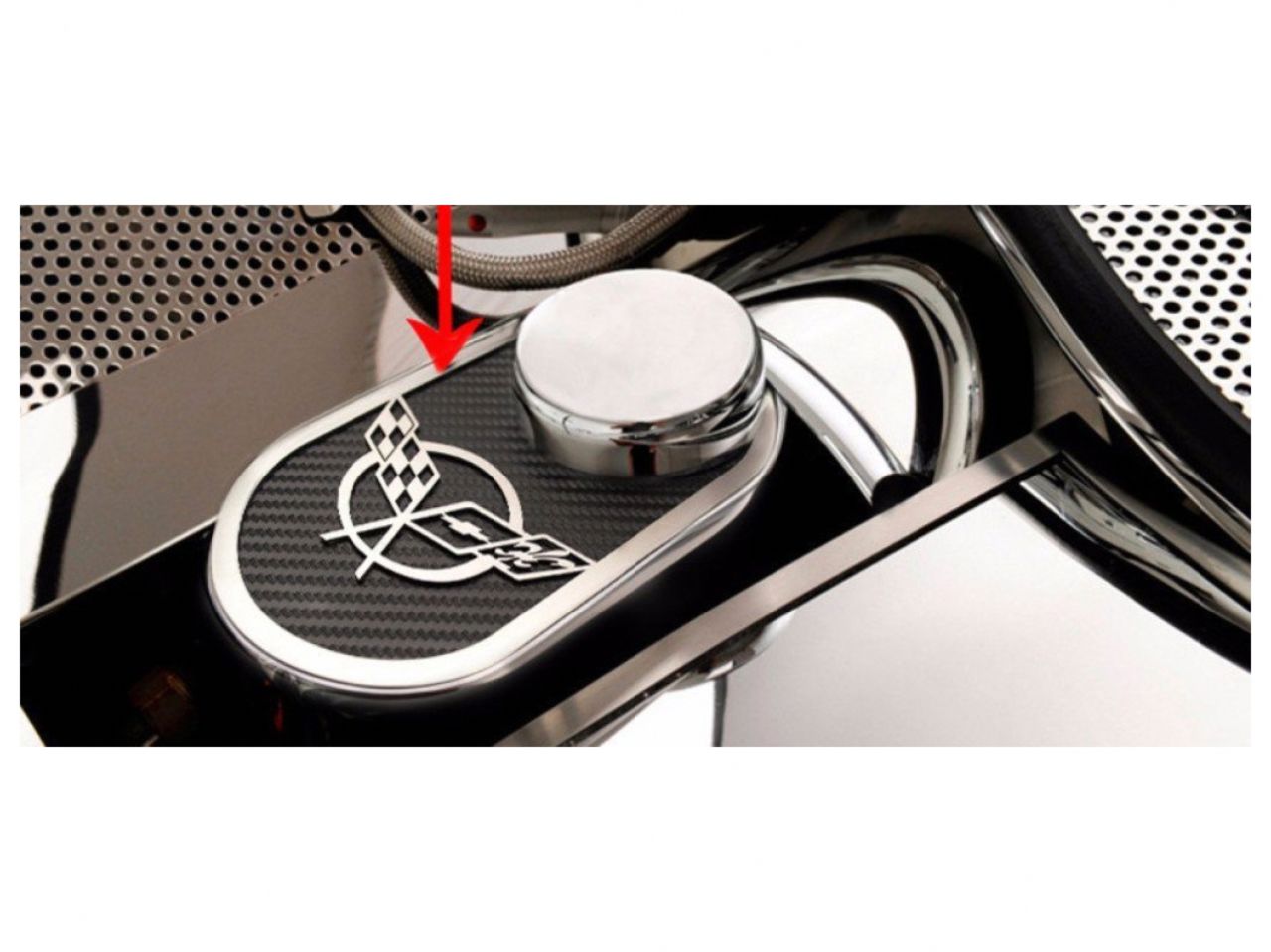American Car Craft (ACC) 1997-2004 C5 Corvette-Master Cylinder Cover,Carbon Fiber Crossed Flags