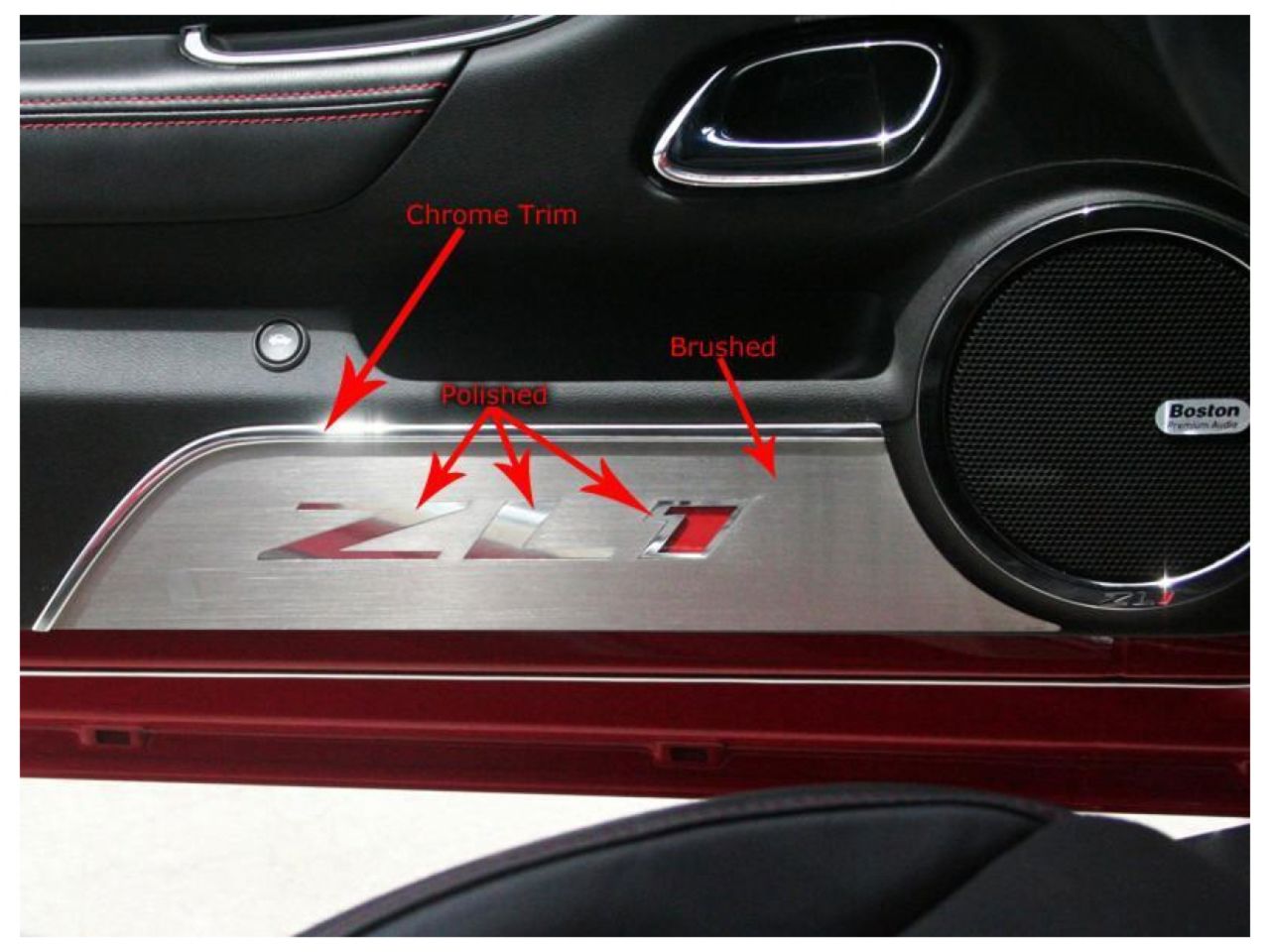 American Car Craft (ACC) 2012-2015 Camaro - Door Panel Kick Plates "ZL1" Lettering 2Pc